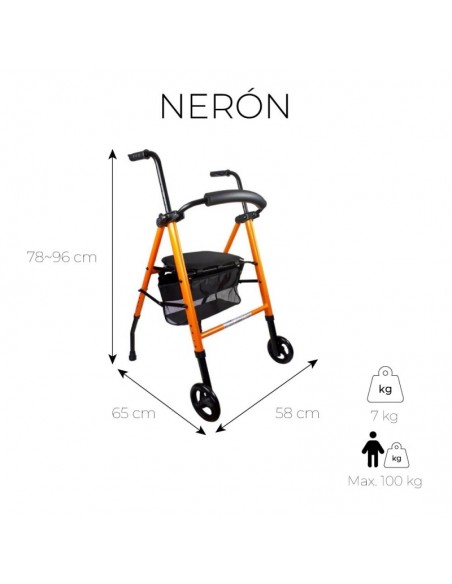 Andador con asiento y cesta